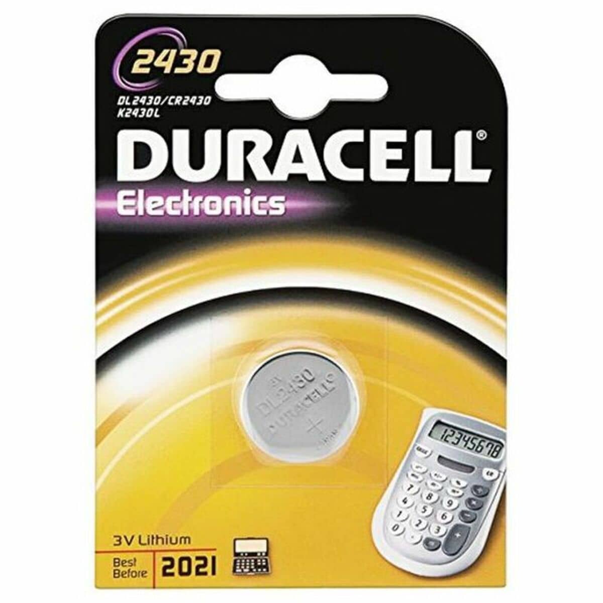 Duracell Pila especial de botón de litio 2430 de 3 V, paquete de 1 unidad  DL2430/CR2430, diseñada para uso en llaves con sensor magnético, básculas,  elementos vestibles y dispositivos médicos : : Electrónica
